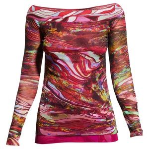 NWT Fuzzi Tulle Boat-Neck Sweater Med $325